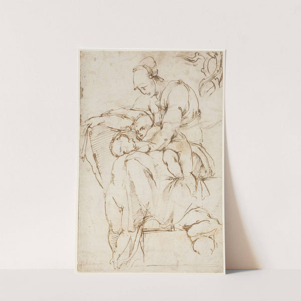 Seated Woman with Children (Caritas); branches at top right by Rosso Fiorentino