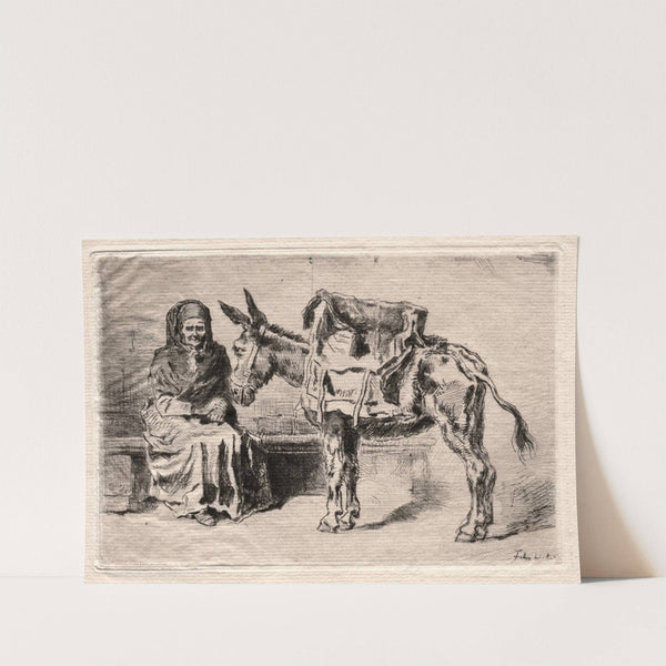 Seated woman with Mule (1875) by Félix Hilaire Buhot