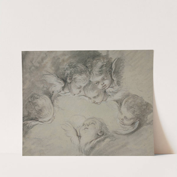 Sechs Engelsköpfe in Wolken by François Boucher