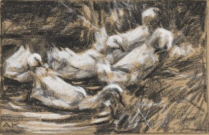 Sechs Enten am Schilfufer (1900)