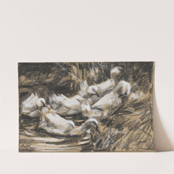 Sechs Enten am Schilfufer (1900) by Alexander Koester