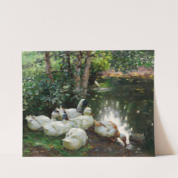 Sechs Enten am Teichufer (1908) by Alexander Koester