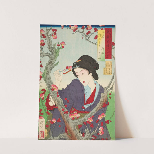 Second Month; Tei of Shinbashi by a Plum Tree at Umeyashiki by Tsukioka Yoshitoshi