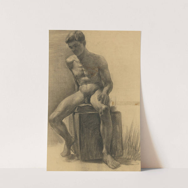 Sediaci mužský akt by Emil Alexay-Olexák