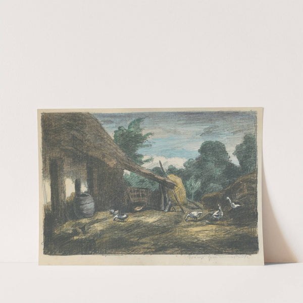 Sedliacký dvor s hydinou by Bela Ivanyi-Grünwald