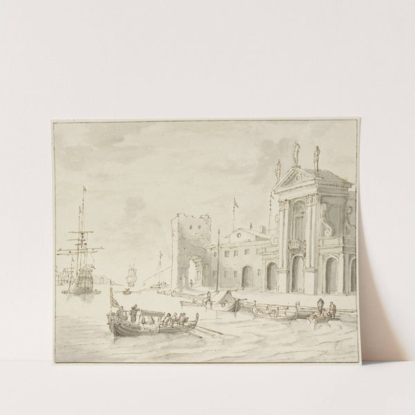 Seehafen, vorne eine Gondel by Abraham Storck