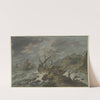 Seesturm an felsiger Küste, vorne ein gestrandetes Schiff by Adriaen van der Cabel