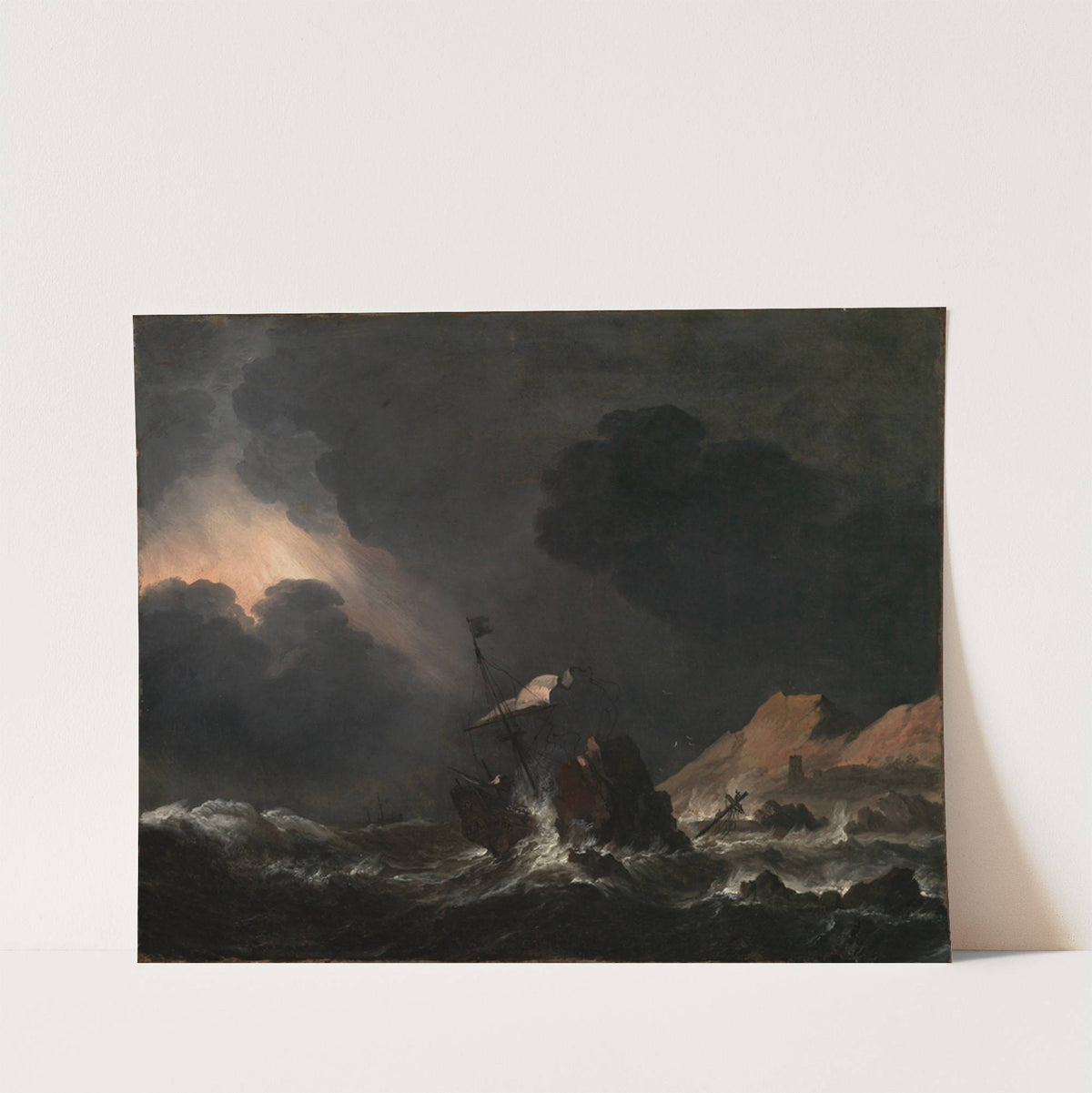 Seesturm mit strandendem Schiff by Jan Theunisz. Blanckerhoff