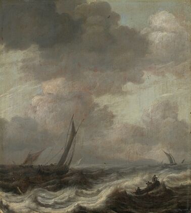 Segelboote und Ruderboote auf bewegter See