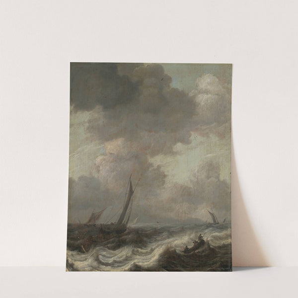 Segelboote und Ruderboote auf bewegter See by Pieter Mulier the Elder