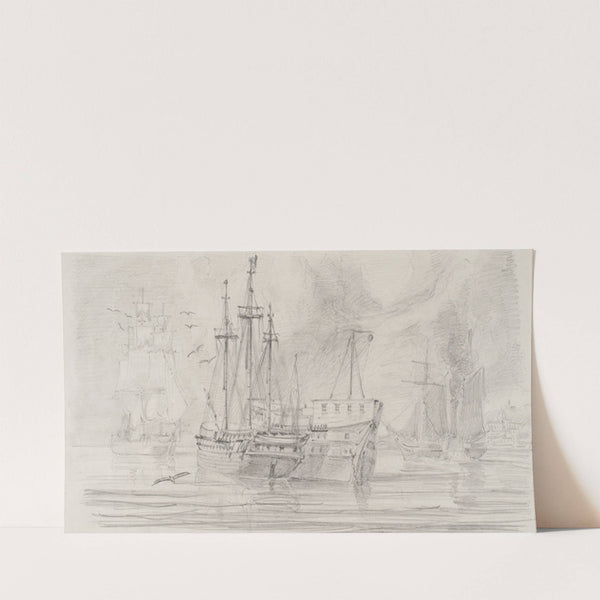 Segelfartyg på redden, Stockholms ström (1846) by Bror Jacob Adelborg