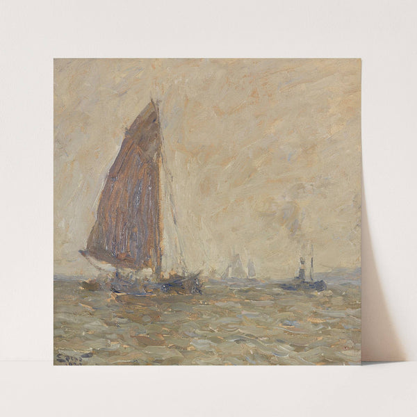 Segelkutter und Barkasse auf der Elbe by Henning Edens