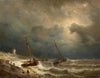 Segelschiffe an einer stürmischen Küste (1858)
