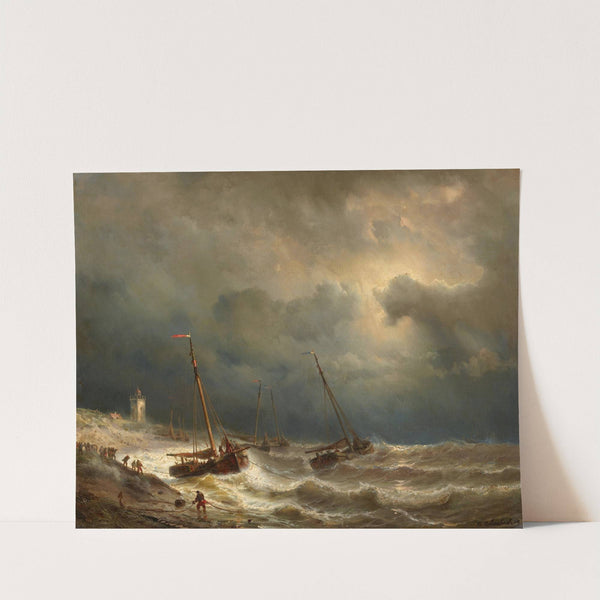 Segelschiffe an einer stürmischen Küste (1858) by Andreas Achenbach