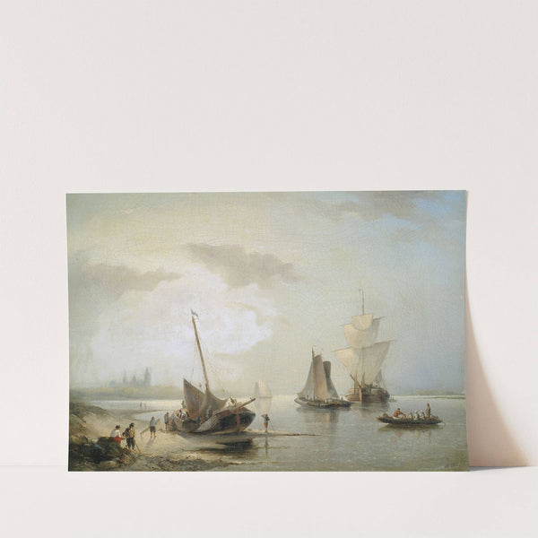 Segelschiffe an holländischer Küste im Morgenlicht by Nicolaas Riegen