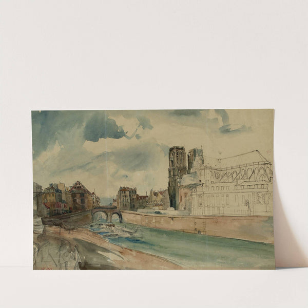 Seine devant l’archevêché et la cathédrale Notre-Dame vers 1840 (1915-1945) by Henri Jean Baptiste Levis