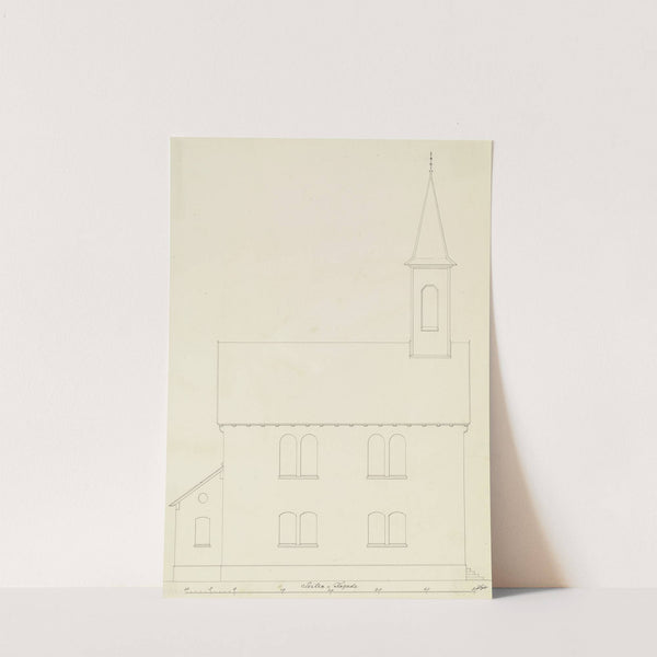 Seitenansicht einer Kirche für die Gemeinde Friedrichsdorf by Heinrich Hübsch