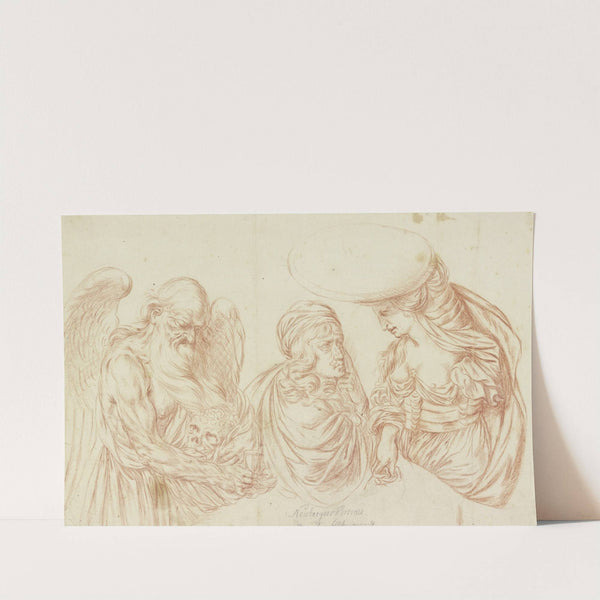 Selbstbildnis des Künstlers zwischen Chronos und Pallas Athene, für eine Wachsbossierung, heute im Museum August Kestner in Hannover by Daniel Neuberger the Younger