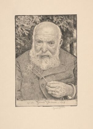 Selbstbildnis mit Blume (Self-portrait with flower) (1919)
