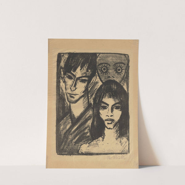 Selbstbildnis mit Modell und Maske by Otto Mueller