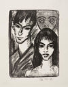 Selbstbildnis mit Modell und Maske (Paar mit Maske) (1921-1922)
