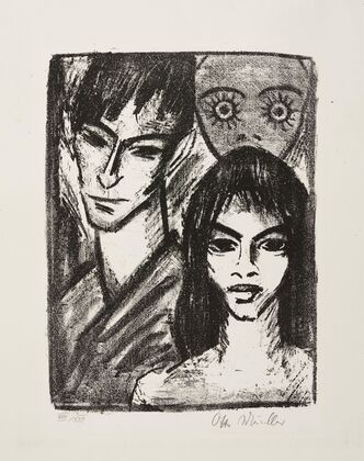Selbstbildnis mit Modell und Maske (Paar mit Maske) (1921-1922)