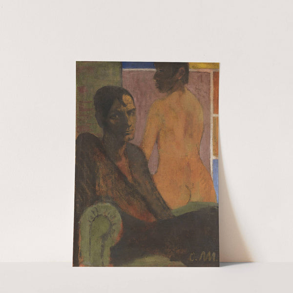 Selbstbildnis mit Rückenakt (im Hintergrund Elfriede Timm) (1929) by Otto Mueller