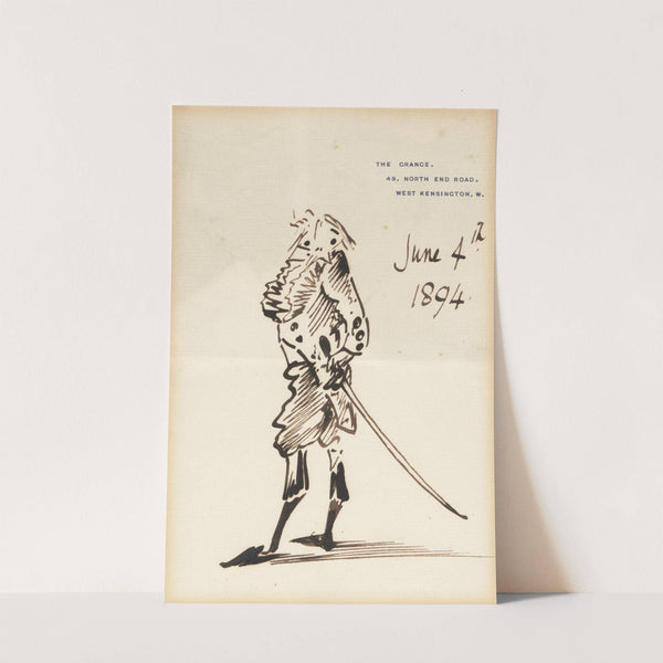 Self caricature in formal dress on the occasion of his baronetcy by Sir Edward Coley Burne-Jones