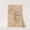 Self-portrait and sketch of a head with a cigarette (1920) by Zygmunt Waliszewski