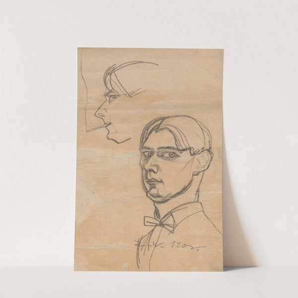 Self-portrait and sketch of a head with a cigarette (1920) by Zygmunt Waliszewski