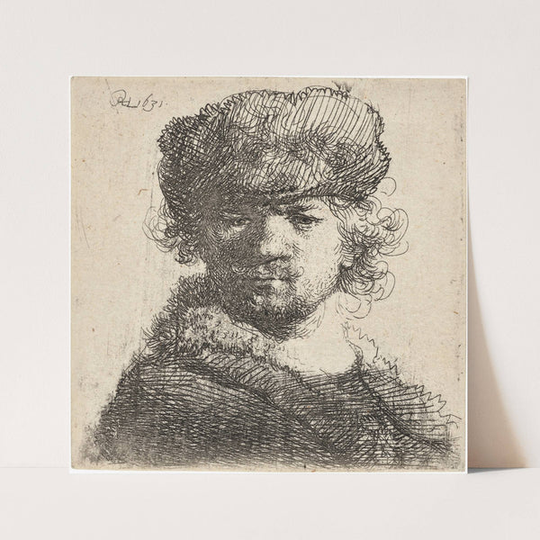 Self-Portrait in a heavy Fur Cap: Bust (1631) by Rembrandt van Rijn
