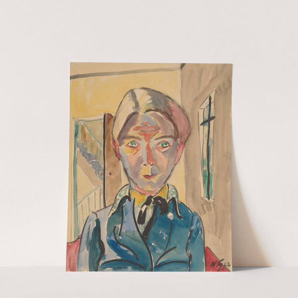 Self-Portrait In Front Of Stairs (Selbst Vor Treppe) (1922) by Walter Gramatté