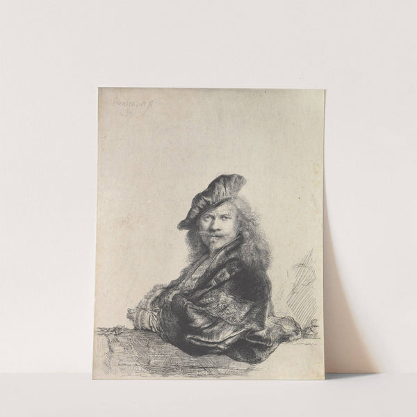 Self-Portrait Leaning on a Stone Sill by Rembrandt van Rijn