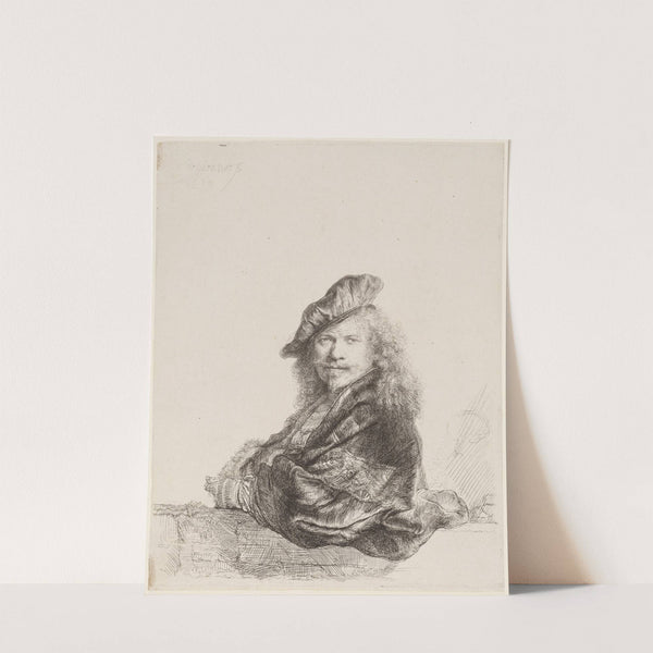 Self-Portrait leaning on a stone sill by Rembrandt van Rijn