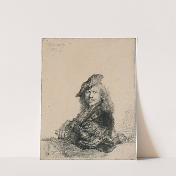 Self-Portrait leaning on a Stone Sill by Rembrandt van Rijn