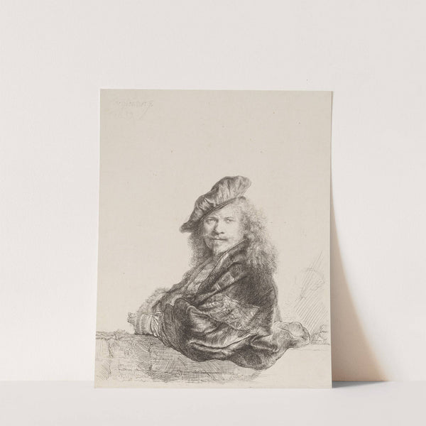 Self-Portrait leaning on a stone sill by Rembrandt van Rijn