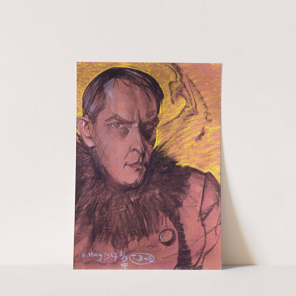 Self-portrait wearing a fur collar by Stanisław Ignacy Witkiewicz