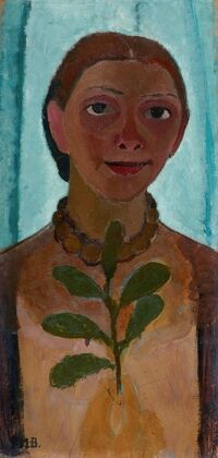 Self-portrait with a camellia branch