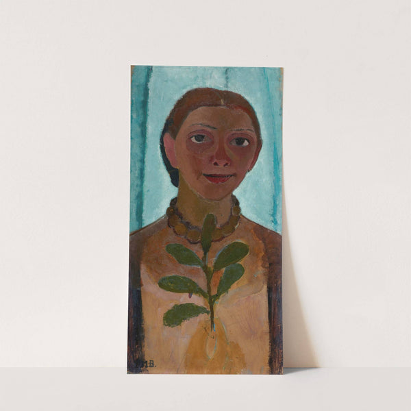 Self-portrait with a camellia branch by Paula Modersohn-Becker