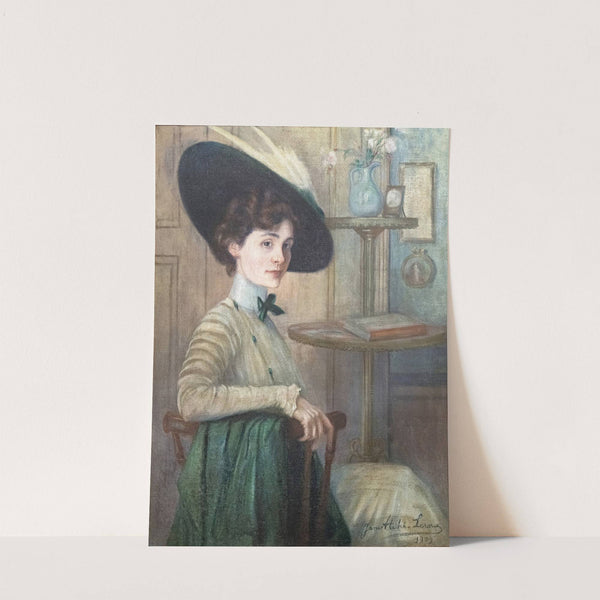 Self-portrait with a green hat by Jane Atché