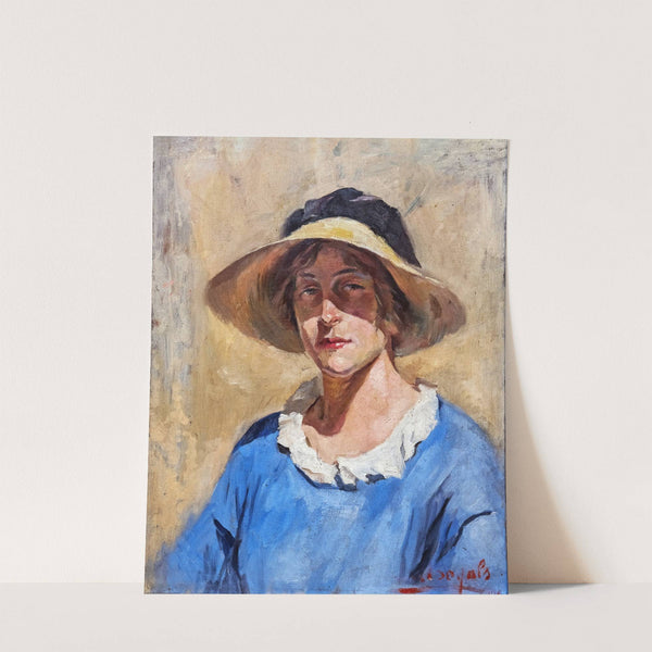 Self-portrait with a straw hat by Luce Boyals