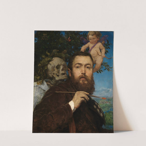 Self-portrait with Cupid and Death (ca 1875) by Hans Thoma