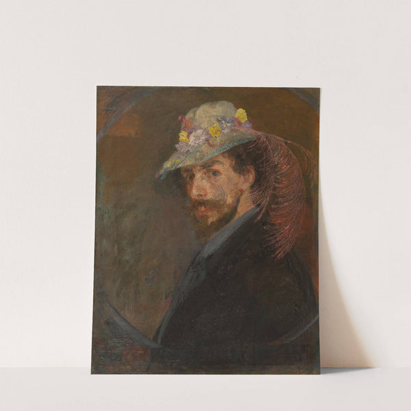 Self-portrait with flowered hat by James Ensor