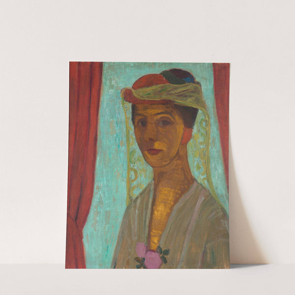 Self-portrait with hat and veil by Paula Modersohn-Becker