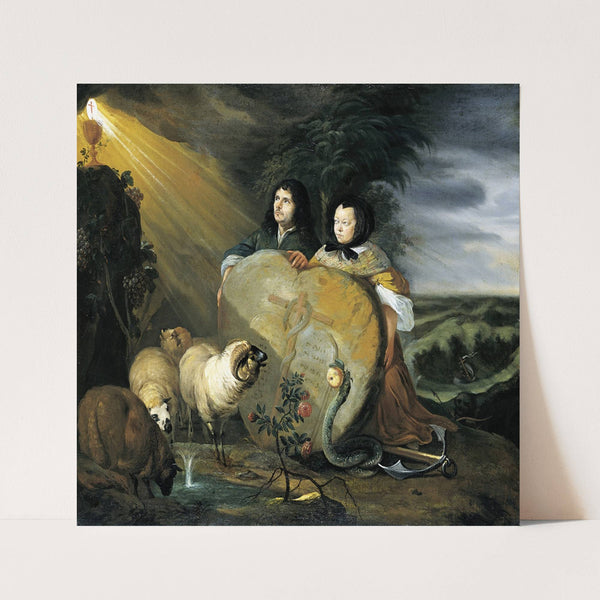 Self Portrait with his Wife and Symbols of the Christian Faith (after 1675) by Johann Heinrich Roos