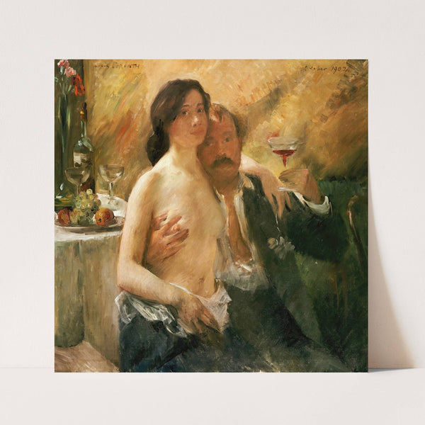 Self portrait with his wife Charlotte Berend-Corinth and a sekt glass (1902) by Lovis Corinth