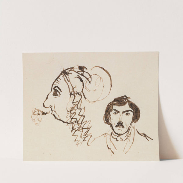 Self-Portrait with Portrait of Delacroix (c. 1845) by George Sand