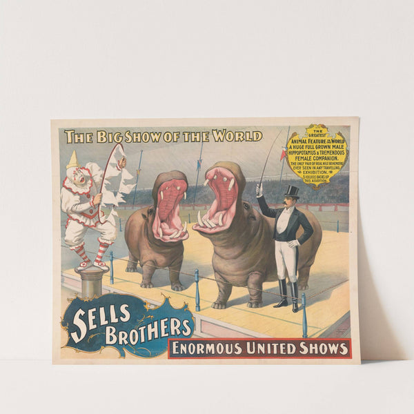 Sells Brothers enormous united shows… The greatest animal feature … Hippopotamus and tremendous female companion … (1895) by Strobridge & Co. Lith.
