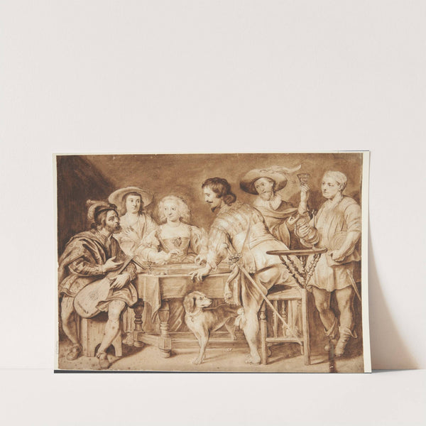 Selskab omkring et bord by Palamedes Palamedesz