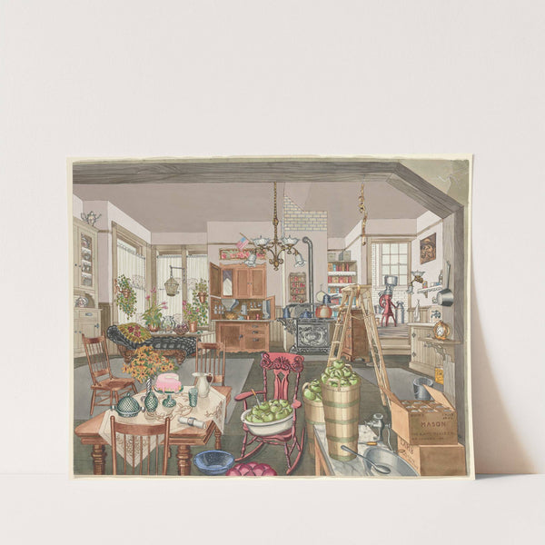 Semi-Rural Kitchen and Dining Room, 1910 by Perkins Harnly